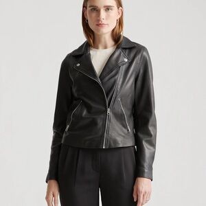 Quince 100% Washed Leather Biker Jacket, Size S, Excellent Like New Condition